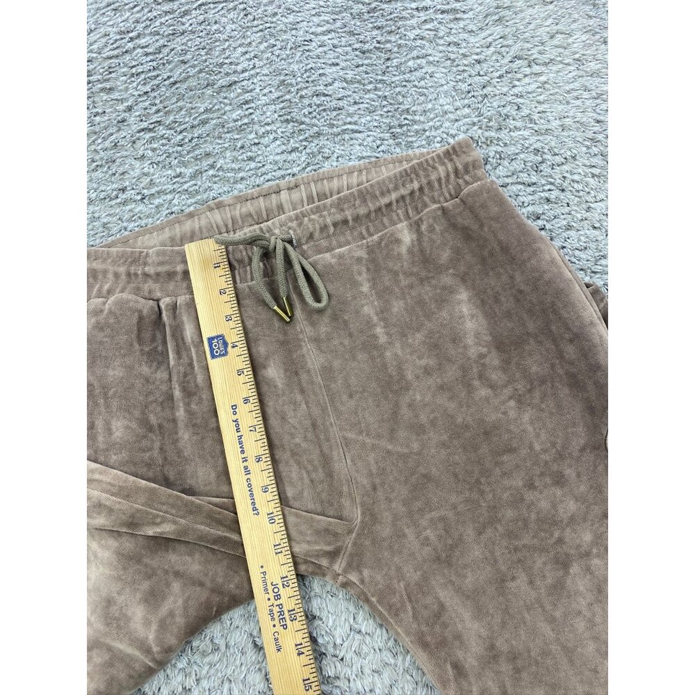 Criminal Damage Pants Womans Large Carmel Velour Lounge Velvet Tapered Joggers - Picture 4 of 10